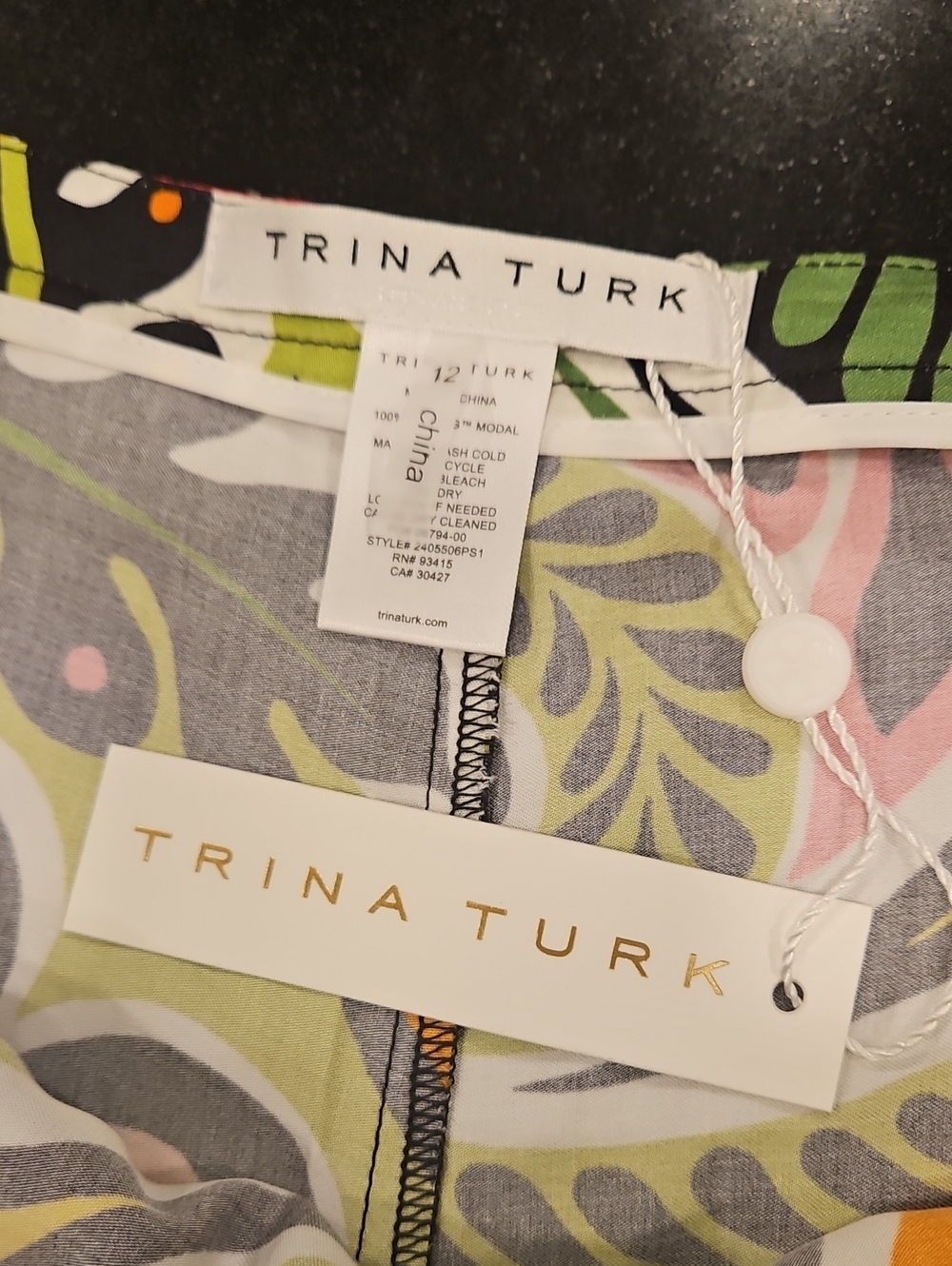 💕TRINA TURK💕 Tavia Wide-Leg Pant ~ Tiki Multi-Color Festival Boho Print 12 NWT - Picture 11 of 14